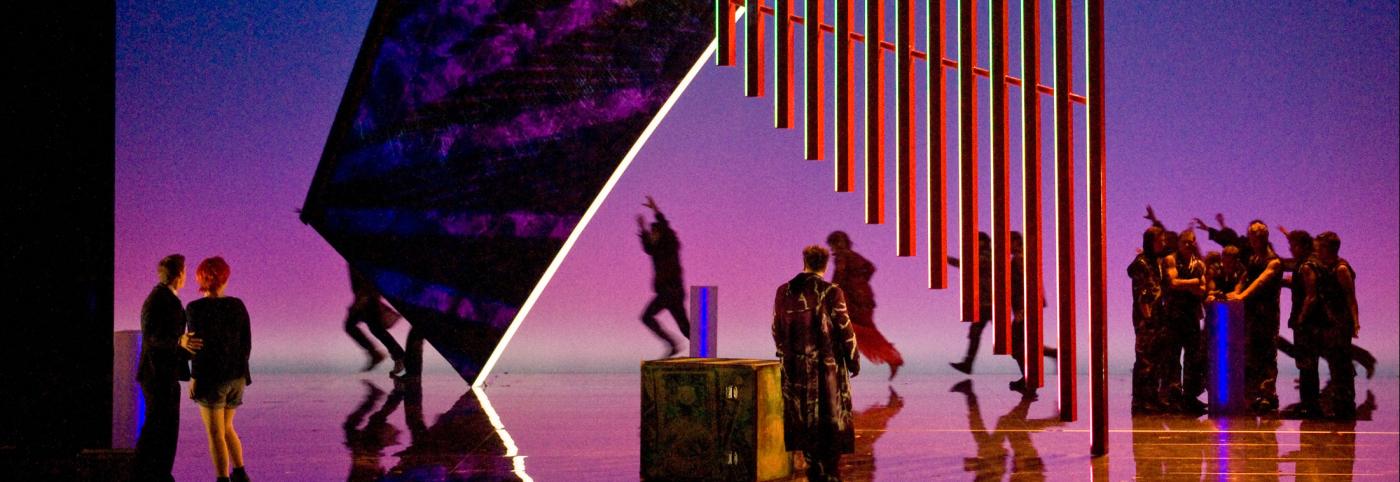 © Bregenzer Festspiele / Karl Forster Achterbahn - Festspielhaus - Bregenzer Festspiele - buntes Bühnenbild mit Lichtspiel