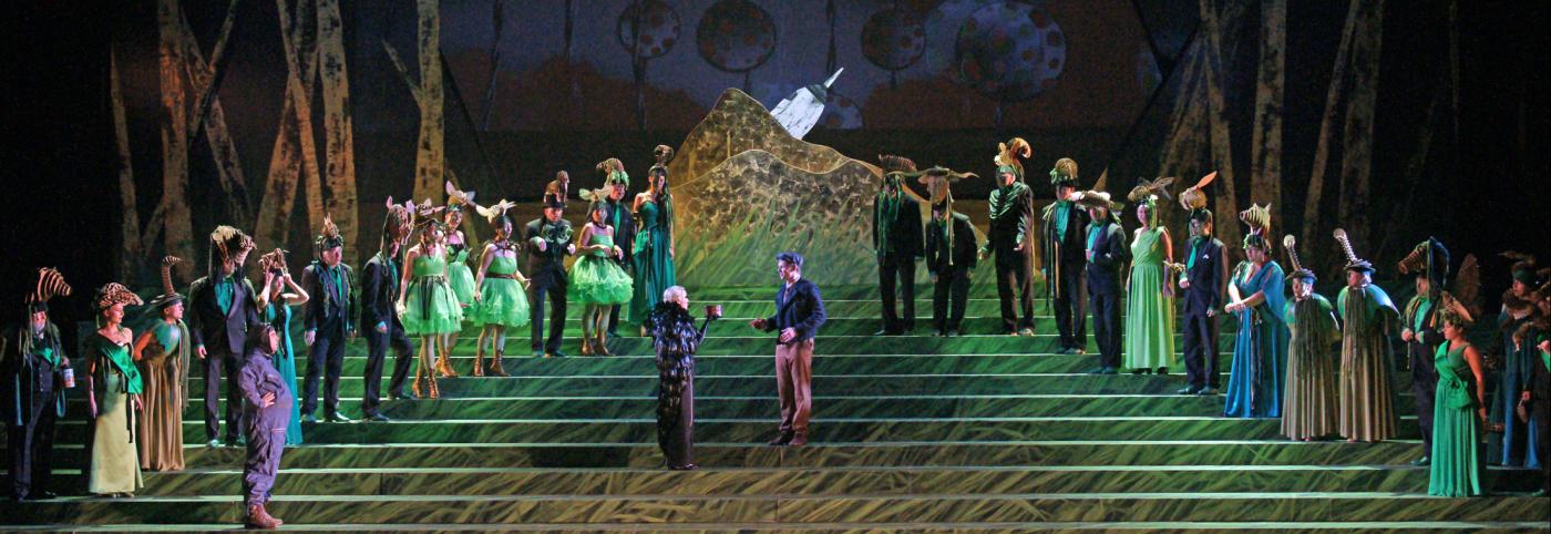 Le Rossignol - L’Hirondelle inattendue - Festspielhaus - Bregenzer Festspiele - SchauspielerInnen im Wald auf der Bühne
